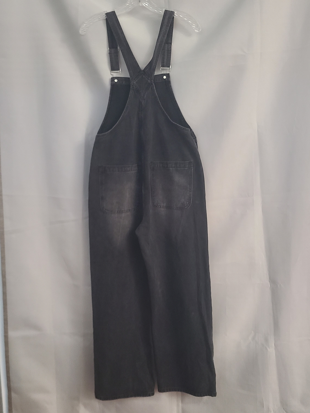 Cider Sz XS Charcoal Black Denim Wide Leg Casual Overalls - Picture 5 of 6